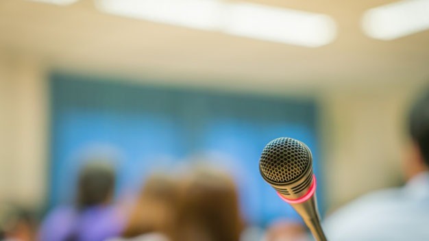 Microphone on podium